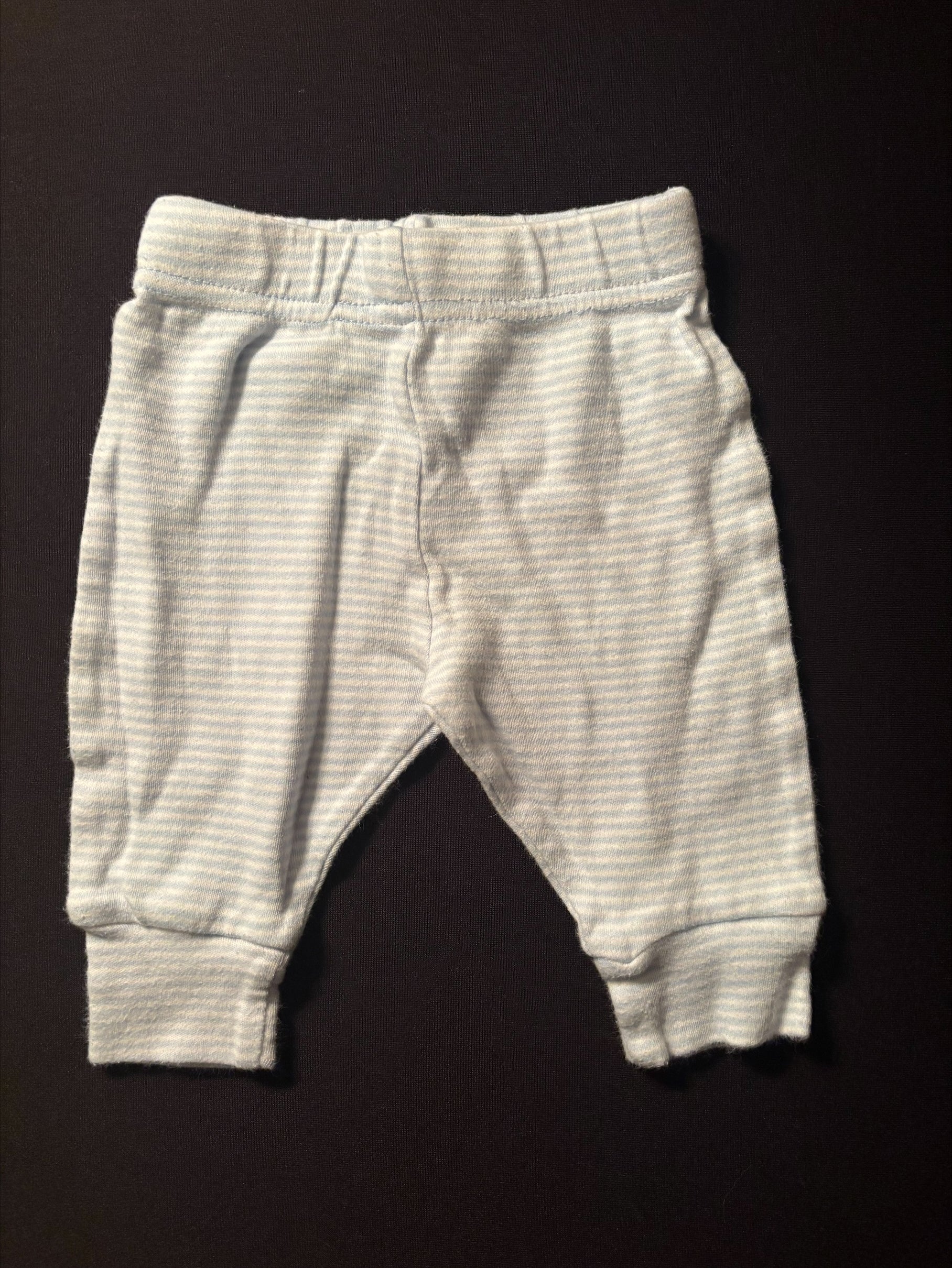 Pantalon 0-3 mois GEORGE (blanc lignée gris)