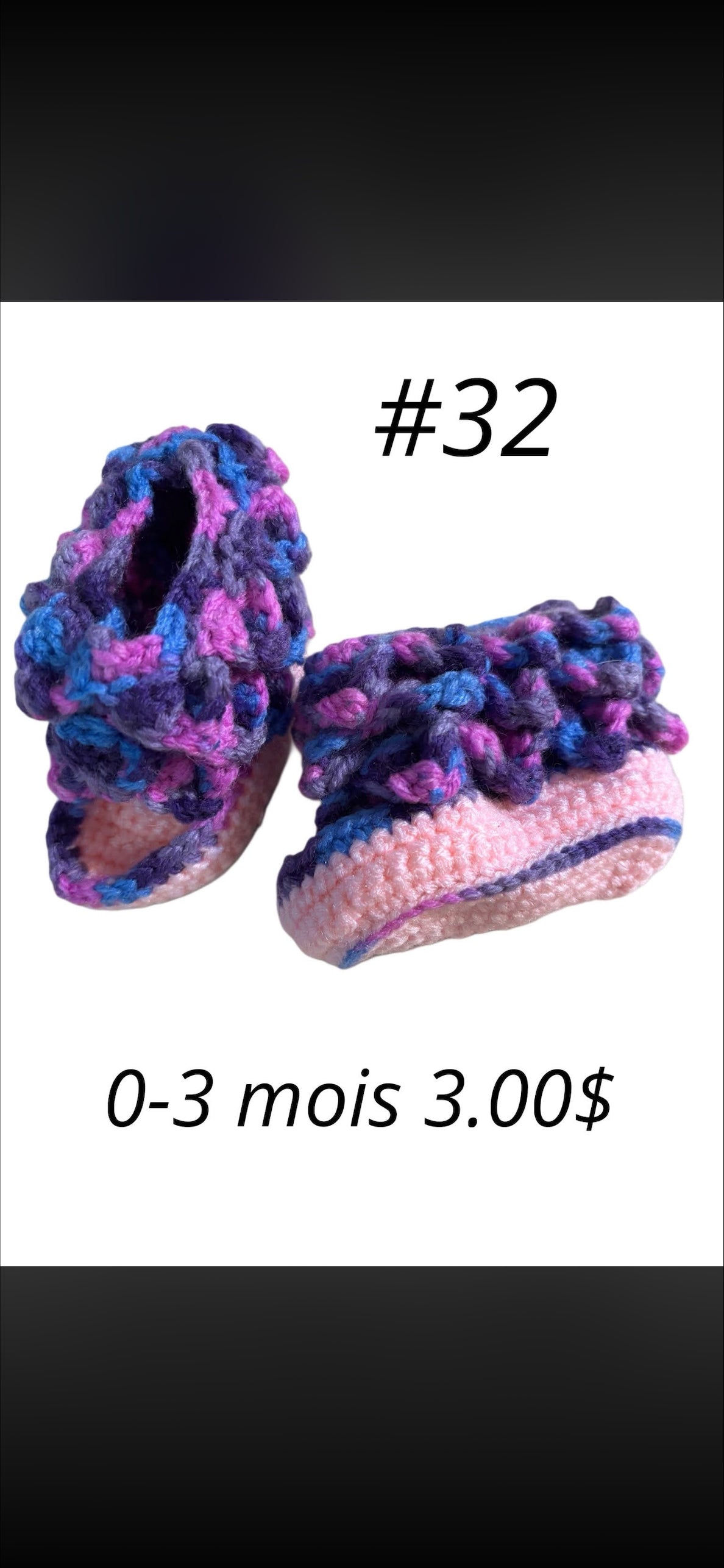 PANTOUFLE fait à la main 0-3 mois