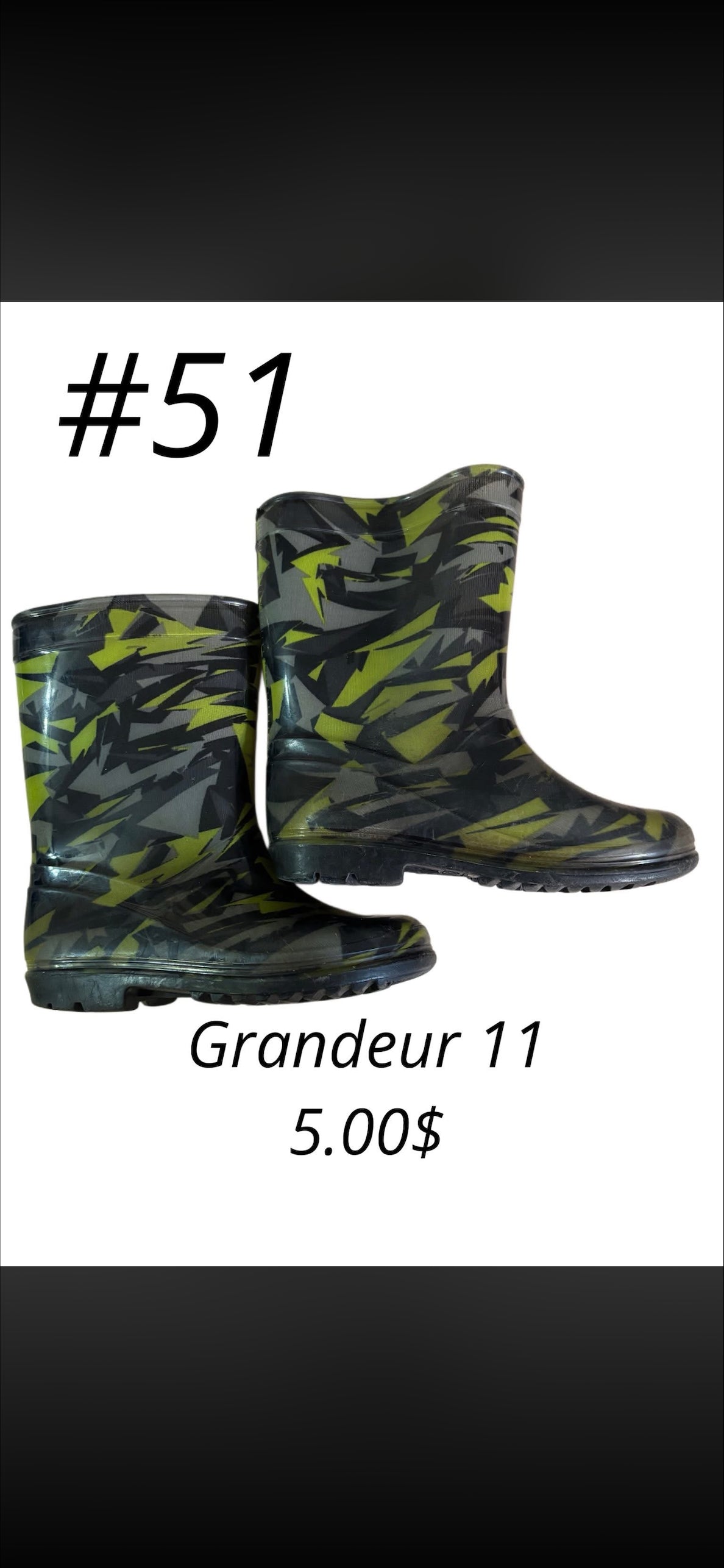 Botte de pluie, Grandeur 11