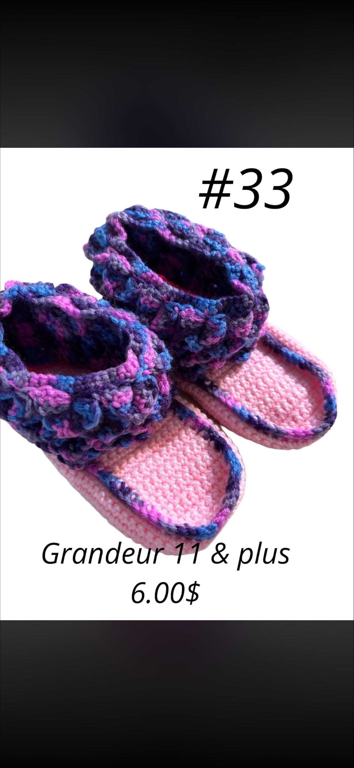 PANTOUFLE fait à la main, Grandeur 11 & plus