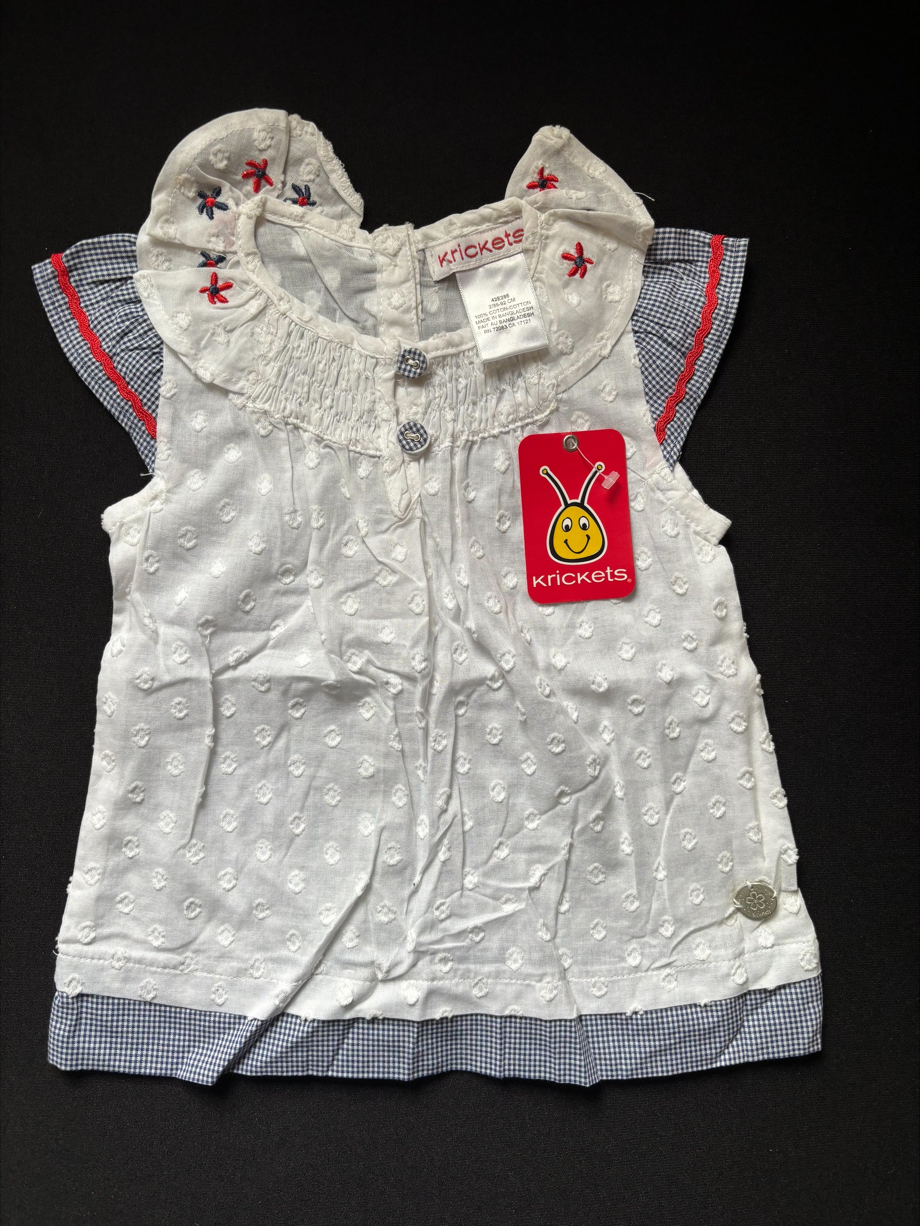 Chandail style blouse 2T NEUF, KRICKETS (212-6)