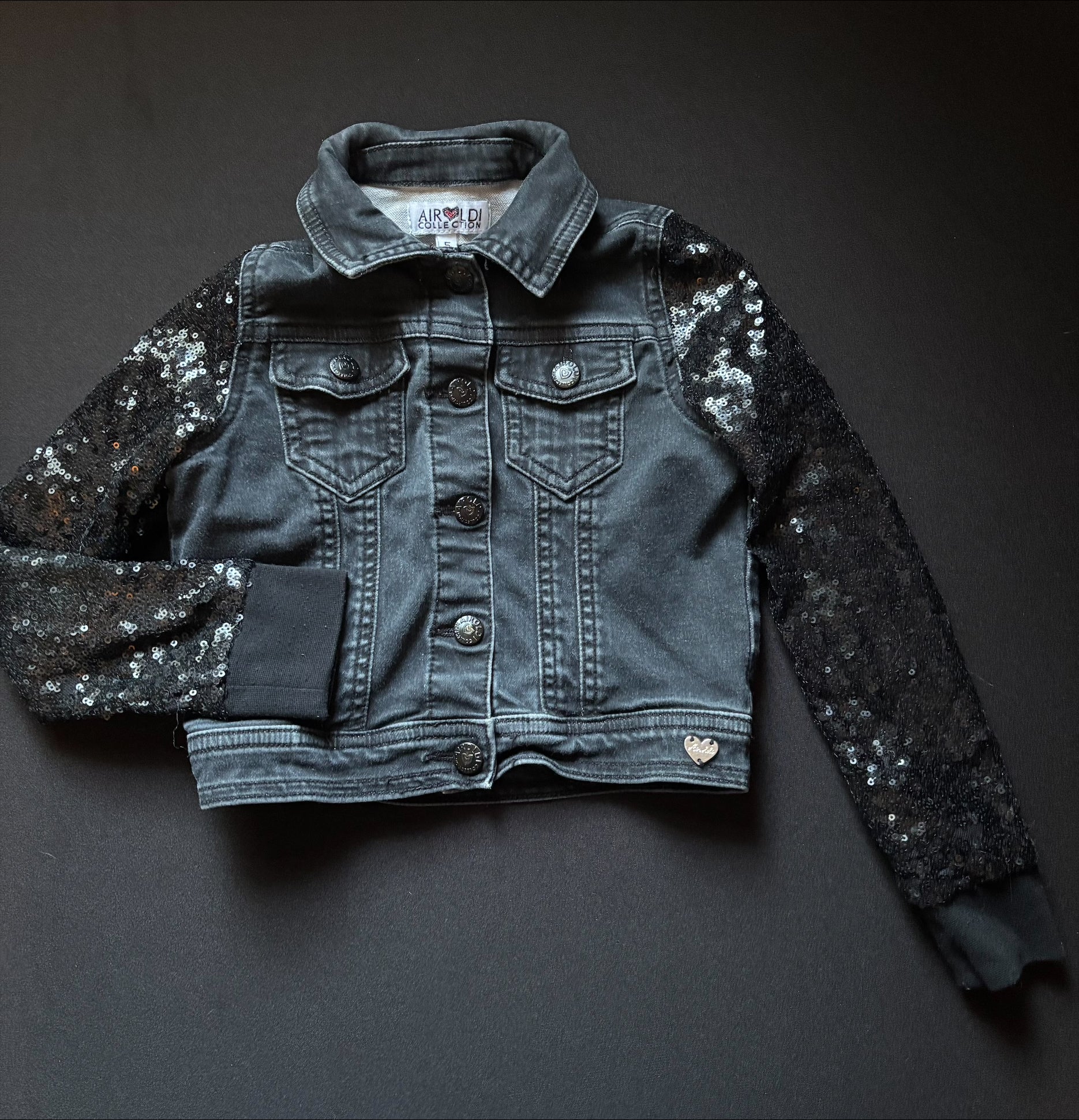 Veste de jean avec manche à paillette 5T AIRLDI