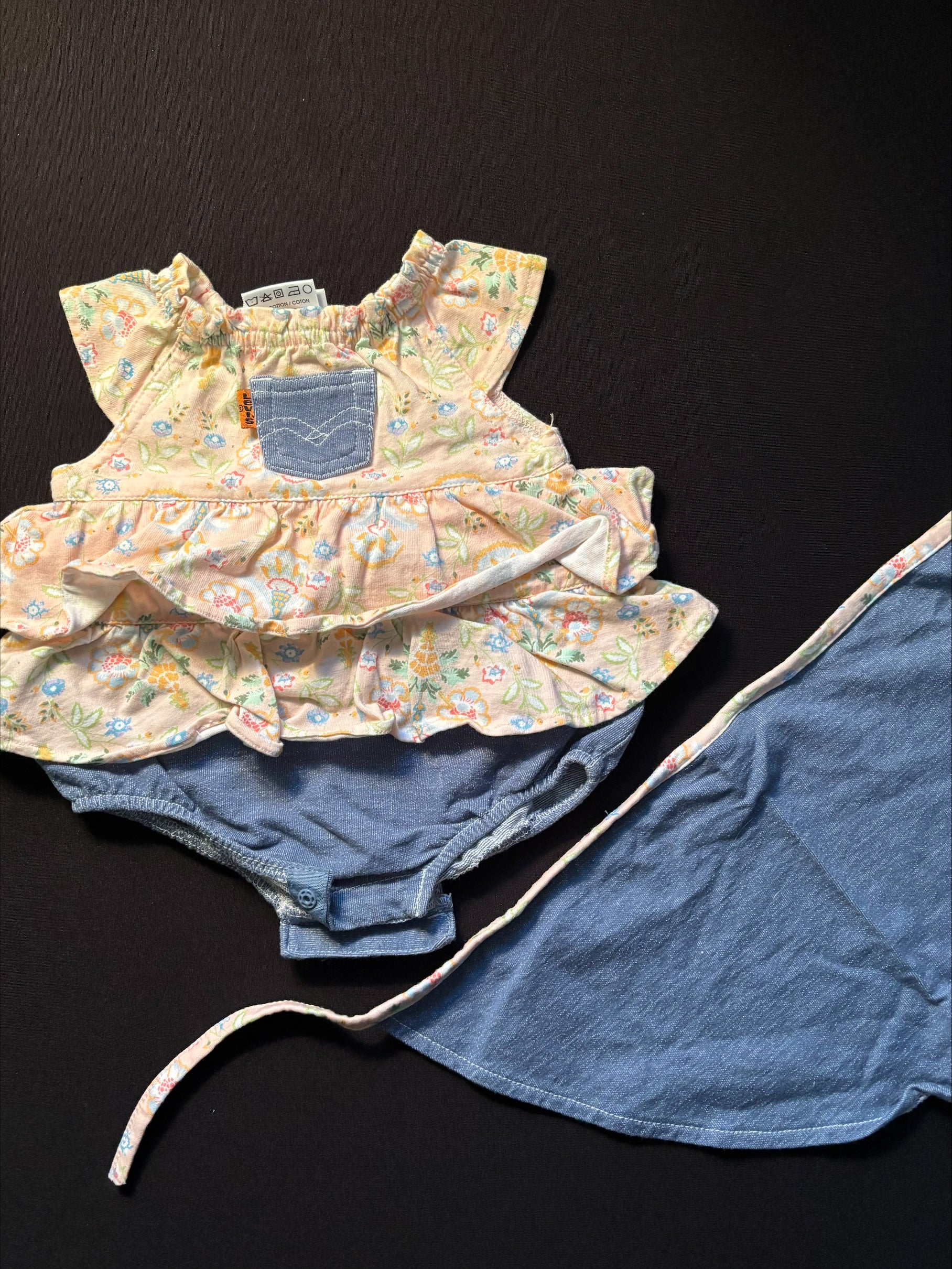 Cache couche & Bandana PETIT LEVIS 0-3 mois (2689)