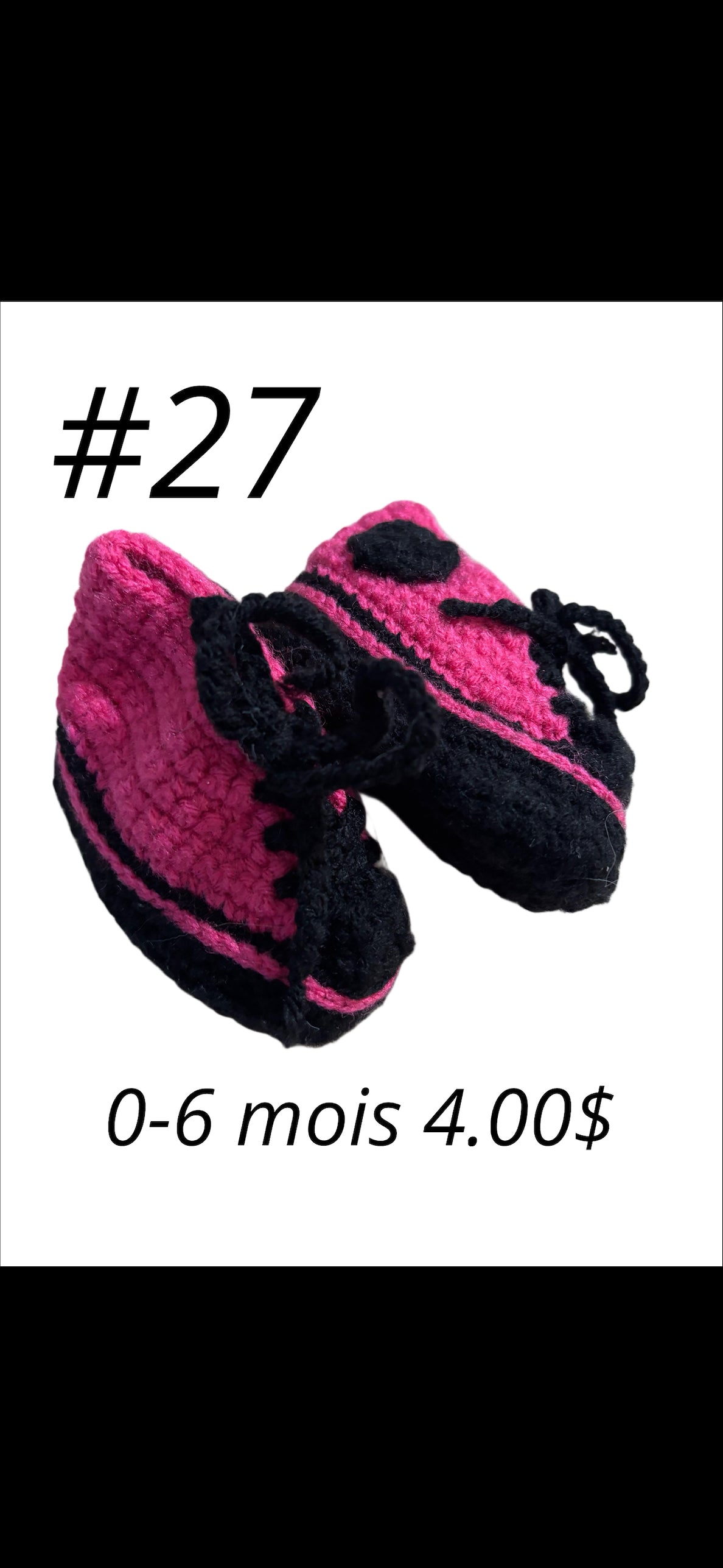 Pantoufle de laine (fait à la main) 0-6 mois